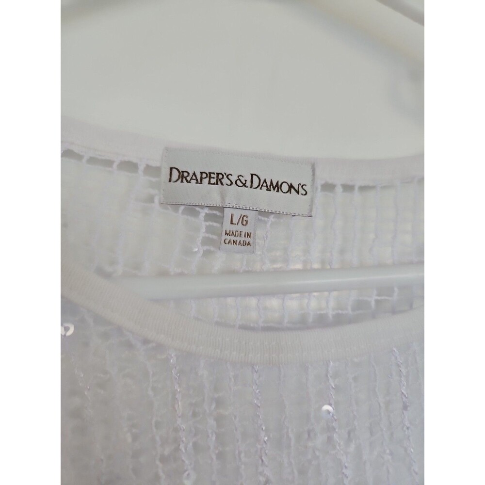 Drapers & Damons‎ White Sequined Open Weave Cover-Up - Picture 3 of 6